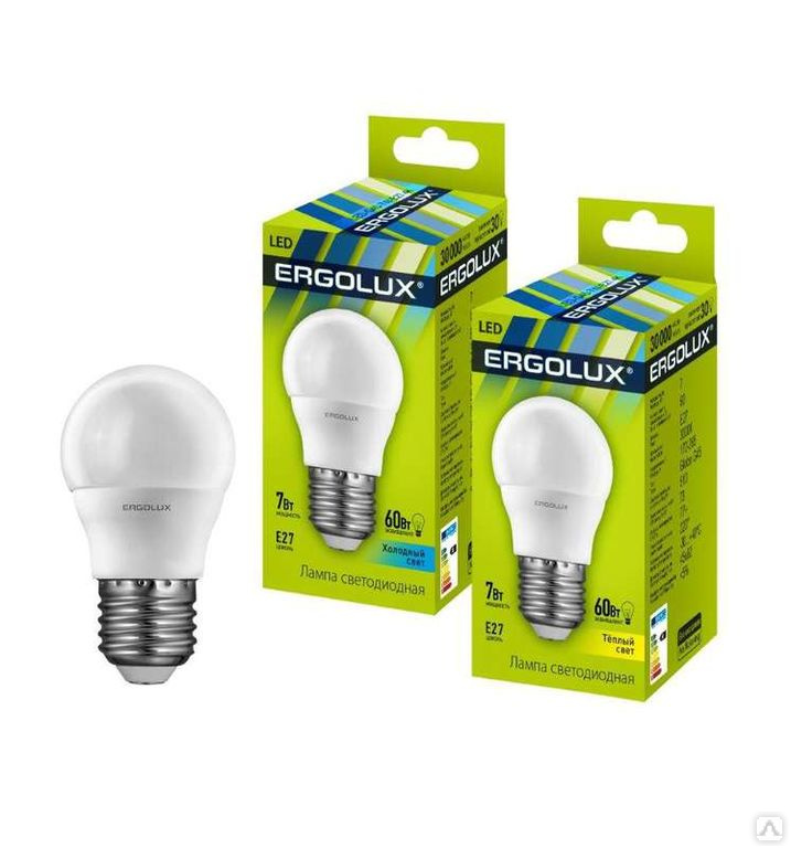 Я12145 Лампа светодиодная Ergolux LED-G45-7W-E27-4K (Эл.лампа светодиодная Шар 7Вт E27 4500K 172-265
