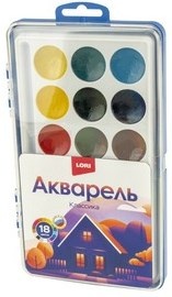 ЯАКВК-003 Акварельная краска в пластм уп 18 цветов, б/к 20,5*12,2*1,8 см