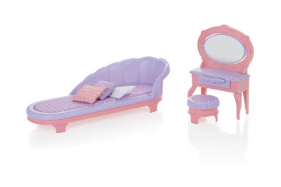 ЯС-1460 Набор мебели для кукол "Будуар"Маленькая принцесса" (трюмо, тахта, пуф), цвет: розовый