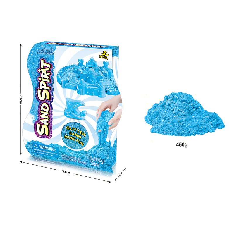 Я6602 Кинетический песок голубого цвета с блестками 