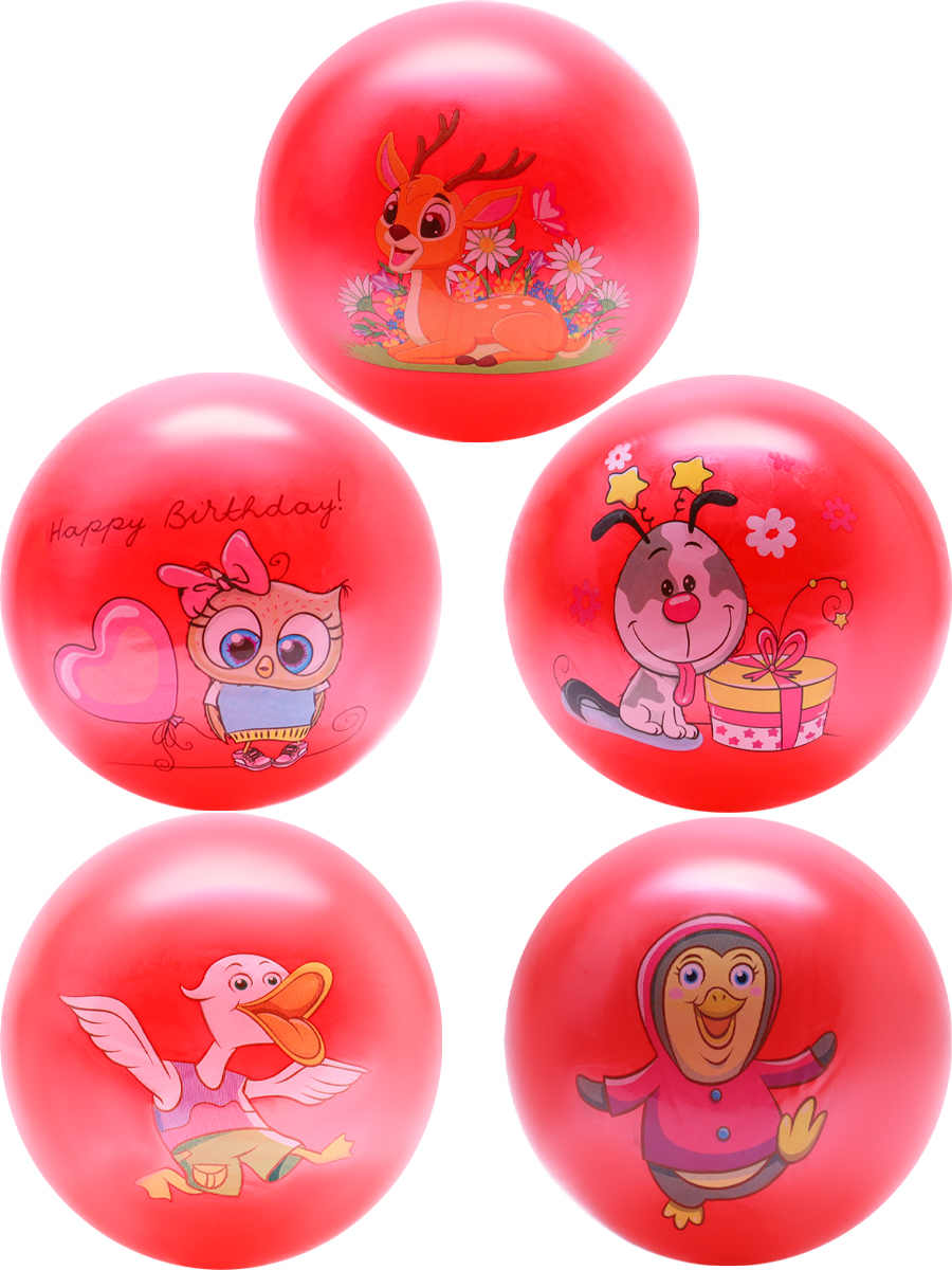 Я02035-6 Надувной мяч "Весёлые животные-4" (цвет микс, 22 см, 60г)